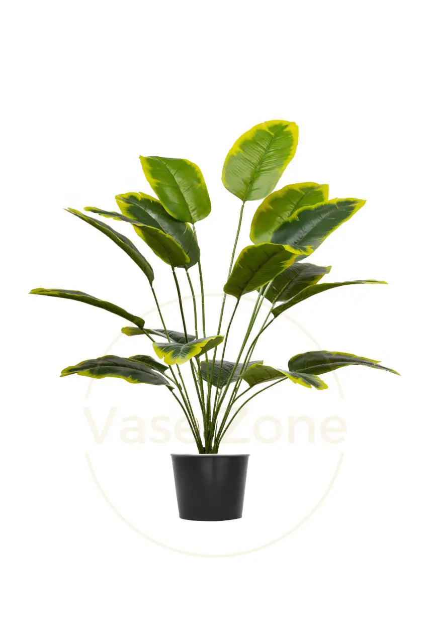 Banana Mini Artificial Tree 18 Installable Green Yellowish Leaves - H70CM